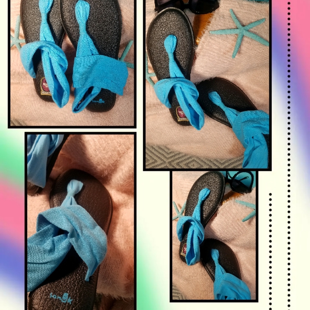 Turquoise elastic sandal